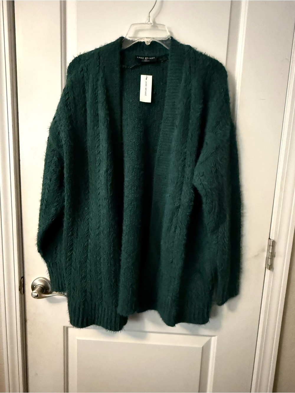 Lane Bryant Emerald Green Fuzzy Open-Front Women's Cardigan Sweater - NWT